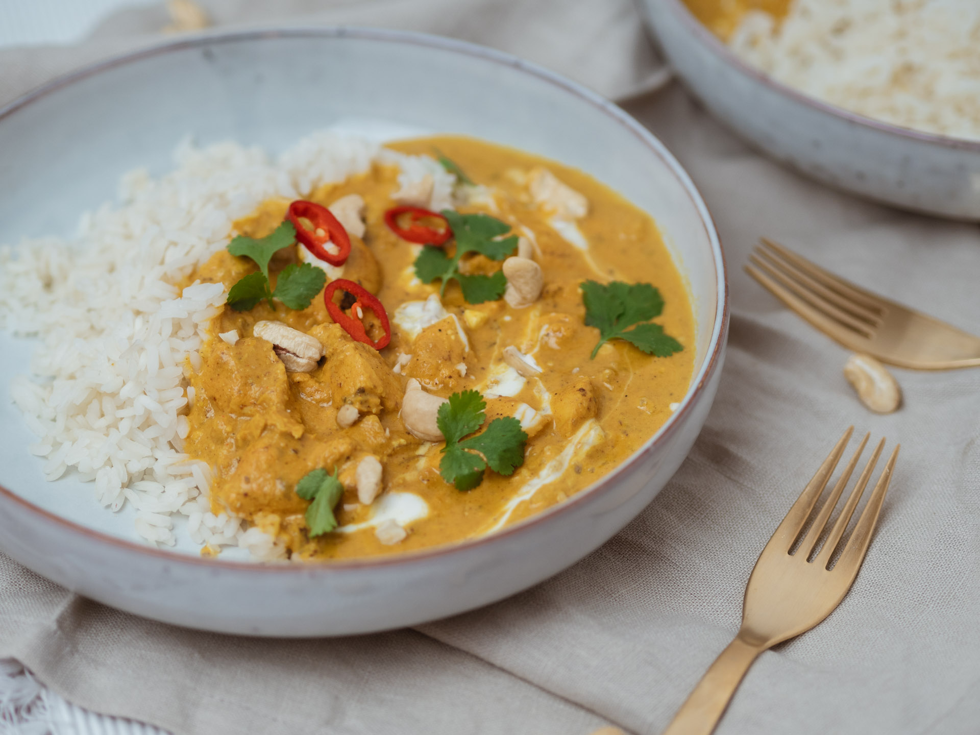 Einfaches Chicken Korma mit Reis - Lykke Life